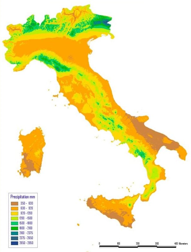 Quais os meses mais chuvosos na Itália?