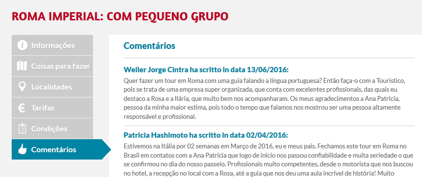 Depoimento do Weiler Cintra - tour Roma Imperial em grupo
