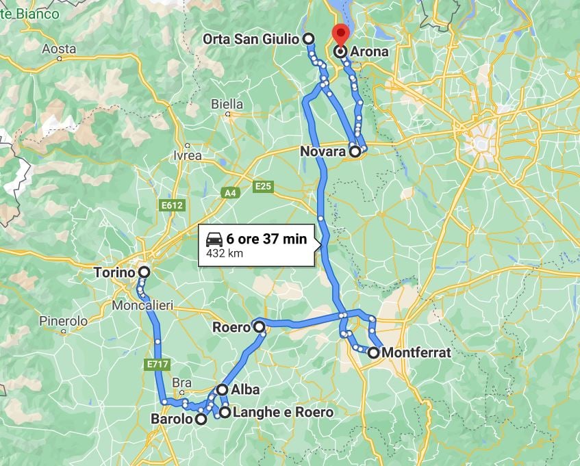 Itinerário de carro pelo Piemonte