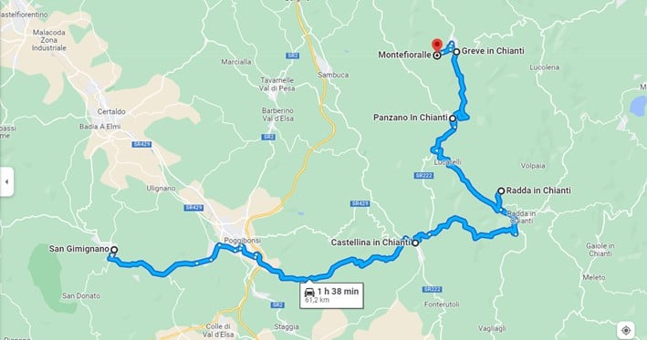 Quais são as principais localidades do Chianti na Toscana?